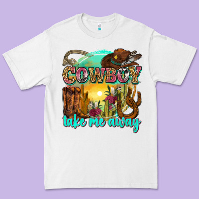 Cowboy Take Me Away Premium Tee Designed By Zillion Design Studio