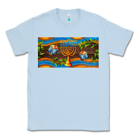 Dusty Blue hanukkah with candlestick Classic Tee - AdoDesignShop