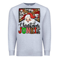 Heather Grey Christmas junkie Santa Claus Premium Sweatshirt - Jasminsmagicworld