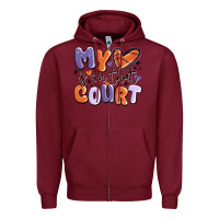 Burgundy my heart is on that court Zipper Hoodie - MaliasSmallBusiness