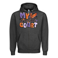 Charcoal Heather my heart is on that court Zipper Hoodie - MaliasSmallBusiness