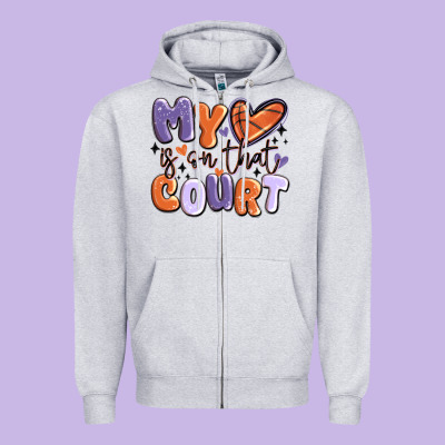 My Heart Is On That Court Zipper Hoodie Designed By Maliassmallbusiness