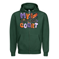 Sports Green my heart is on that court Zipper Hoodie - MaliasSmallBusiness