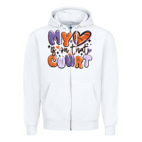 White my heart is on that court Zipper Hoodie - MaliasSmallBusiness
