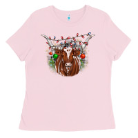 Bubblegum Pink christmas  texas longhorn Ladies Tee - JahusDesignShop