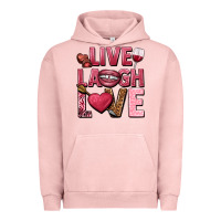 Pigment Salmon Live laugh love Valentine's Day Urban Hoodie - HowdyJamesFarm