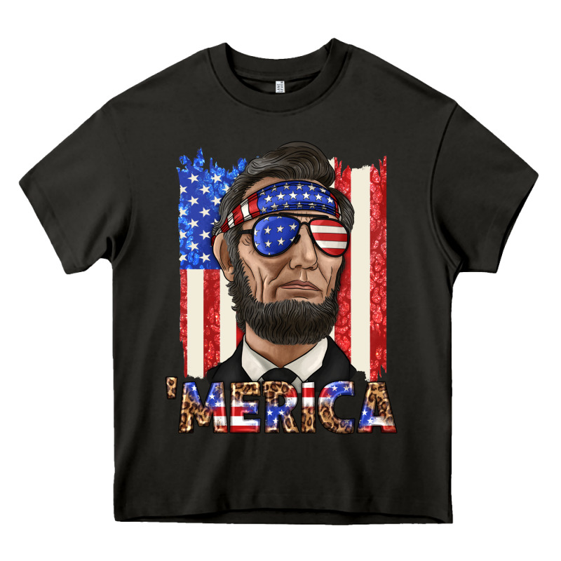 Merica With Lincoln Heavy Core Tee by texasbilliewilder | Teevron