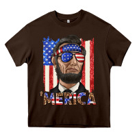Chocolate Brown merica with lincoln Heavy Core Tee - texasbilliewilder
