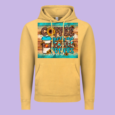 Coffee Gives Me Teacher Powers Vintage Hoodie Designed By Jahusdesignshop