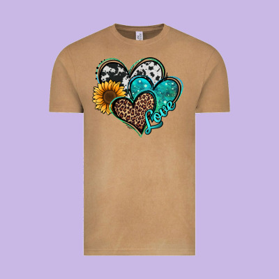Turquoise Sunflower Hearts Vintage Tee Designed By Jasminsmagicworld