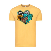 Vintage Mustard turquoise sunflower hearts Vintage Tee - Jasminsmagicworld