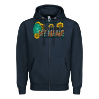 Navy he knows my name isaiah 43 1 Zipper Hoodie - NancyCooperArtShop