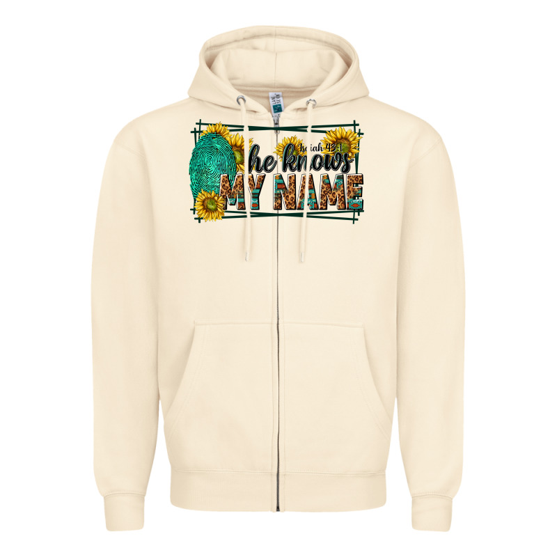 He Knows My Name Isaiah 43 1 Zipper Hoodie by NancyCooperArtShop | Teevron