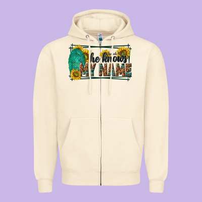 He Knows My Name Isaiah 43 1 Zipper Hoodie Designed By Nancycooperartshop