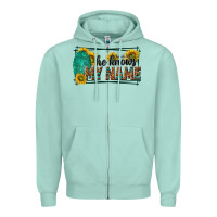 Seafoam he knows my name isaiah 43 1 Zipper Hoodie - NancyCooperArtShop