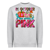 Heather Grey in october we wear pink with pumpkins Heavyweight Sweatshirt - AdoDesignShop