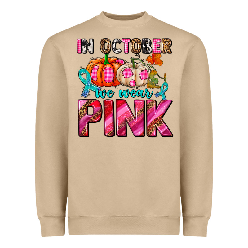 In October We Wear Pink With Pumpkins Heavyweight Sweatshirt by AdoDesignShop | Teevron