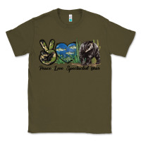Army Green Peace Love Spectacled Bear Classic Tee - LillyAllenDesigns