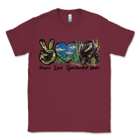 Burgundy Peace Love Spectacled Bear Classic Tee - LillyAllenDesigns
