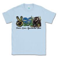 Dusty Blue Peace Love Spectacled Bear Classic Tee - LillyAllenDesigns