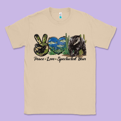 Peace Love Spectacled Bear Classic Tee Designed By Lillyallendesigns