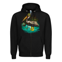 Black fishing pelican camp Zipper Hoodie - NancyCooperArtShop