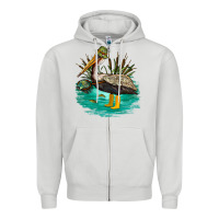 Dove Grey fishing pelican camp Zipper Hoodie - NancyCooperArtShop