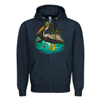 Navy fishing pelican camp Zipper Hoodie - NancyCooperArtShop