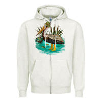 Oatmeal Heather fishing pelican camp Zipper Hoodie - NancyCooperArtShop