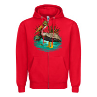 Red fishing pelican camp Zipper Hoodie - NancyCooperArtShop