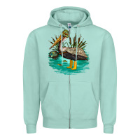 Seafoam fishing pelican camp Zipper Hoodie - NancyCooperArtShop