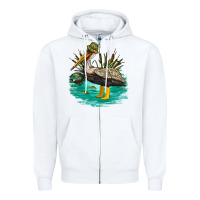 White fishing pelican camp Zipper Hoodie - NancyCooperArtShop