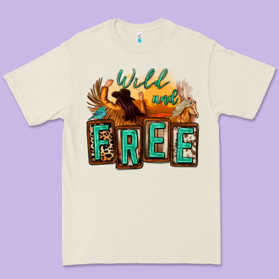 Wild And Free Cowgirl Horse Desert Premium Tee Designed By Zillion Design Studio
