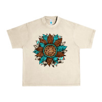 Gemstone Cowhide Leopard Turquoise Sunflower Urban Heavy Tee | Teevron