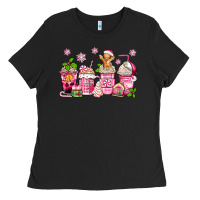 Pink Christmas Coffee Cups Ladies Tee | Teevron