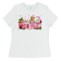 White pink christmas coffee cups Ladies Tee - Zillion Design Studio