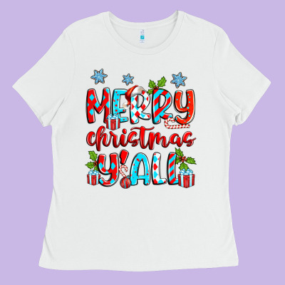 Merry Christmas Y'all Ladies Tee Designed By Zillion Design Studio