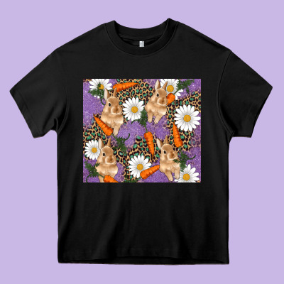 Heavy Core Tee easter bunny carrot daisys leopard glitter