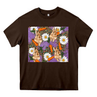 Chocolate Brown easter bunny carrot daisys leopard glitter Heavy Core Tee - RanaPortraitStore