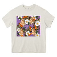 Cream easter bunny carrot daisys leopard glitter Heavy Core Tee - RanaPortraitStore