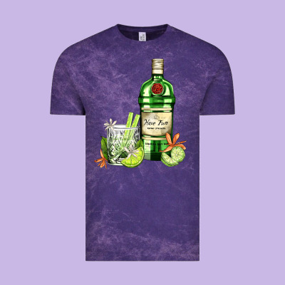 Gin Tonic Bottle And Cocktail Vintage Tee Designed By Adodesignshop