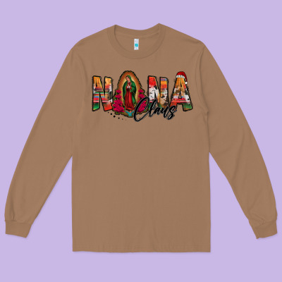 Nana Claus Lady Of Guadalupe Long Sleeve Tee Designed By Jasminsmagicworld