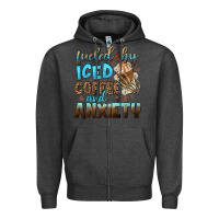 Charcoal Heather fueled by iced coffee and anxiety Zipper Hoodie - NancyCooperArtShop