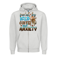 Dove Grey fueled by iced coffee and anxiety Zipper Hoodie - NancyCooperArtShop