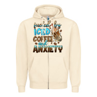 Sandshell fueled by iced coffee and anxiety Zipper Hoodie - NancyCooperArtShop
