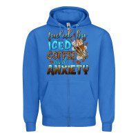 True Royal fueled by iced coffee and anxiety Zipper Hoodie - NancyCooperArtShop