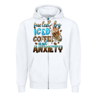 White fueled by iced coffee and anxiety Zipper Hoodie - NancyCooperArtShop