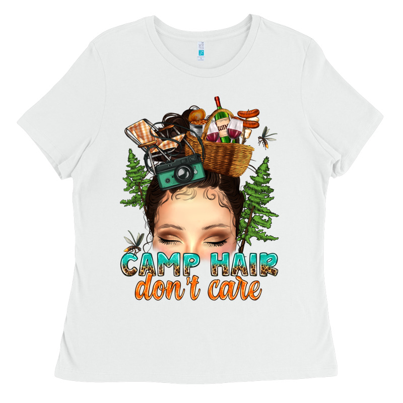 Messy Bun Camp Hair Dont Care Ladies Tee by texasbilliewilder | Teevron