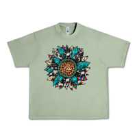Oil Green cowhide leopard serape gemstone  sunflower Urban Heavy Tee - Artiststas