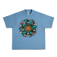 Pebble Blue cowhide leopard serape gemstone  sunflower Urban Heavy Tee - Artiststas